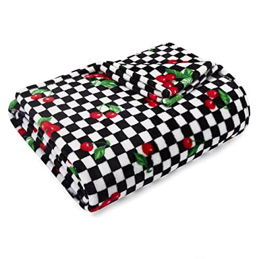 50"x70" Oversized Cherry Checker Throw Blanket Bright Red - Betseyville: Cozy Fleece, Machine Washable