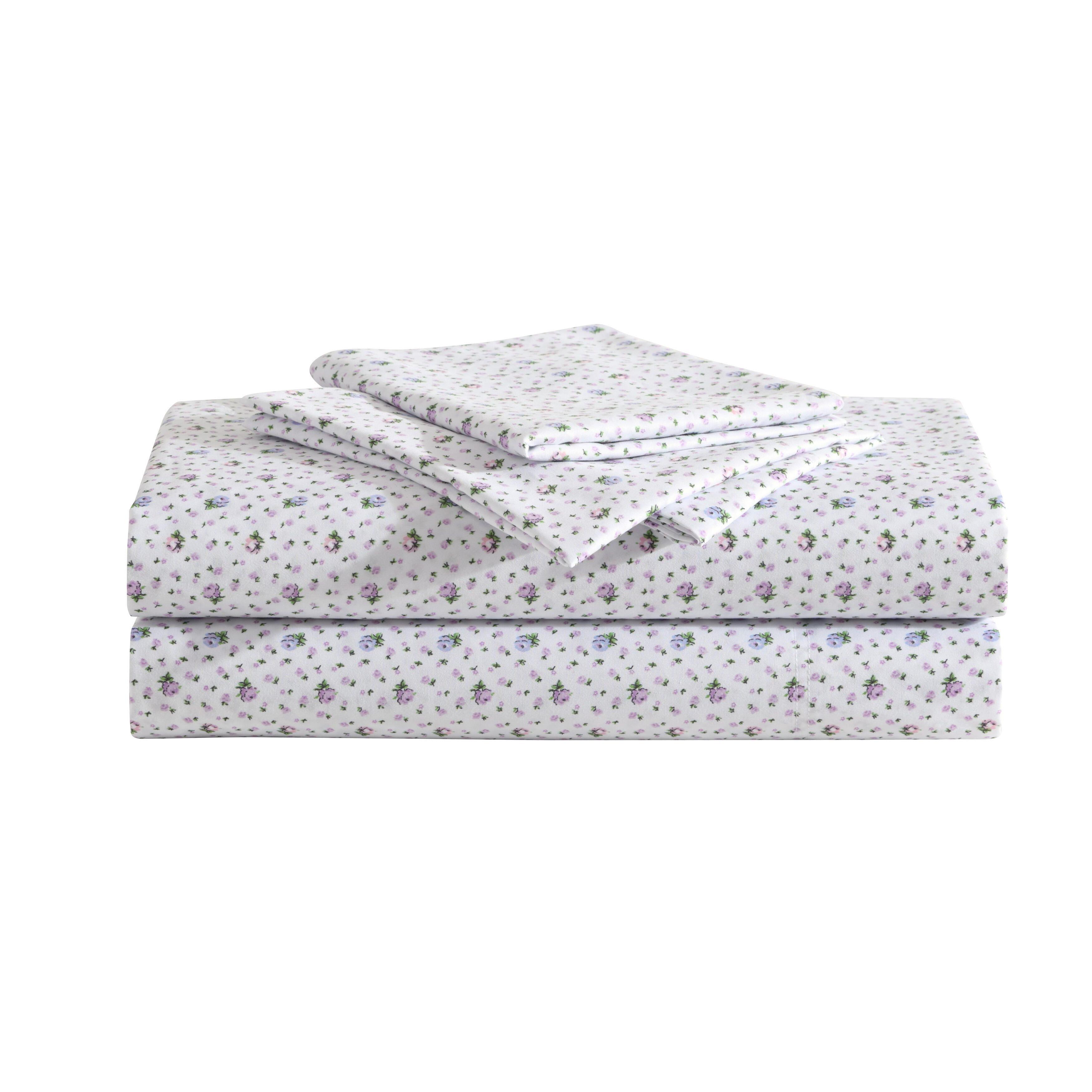 Betsey Johnson Pretty Floral Ditsy Purple Twin Sheet Set
