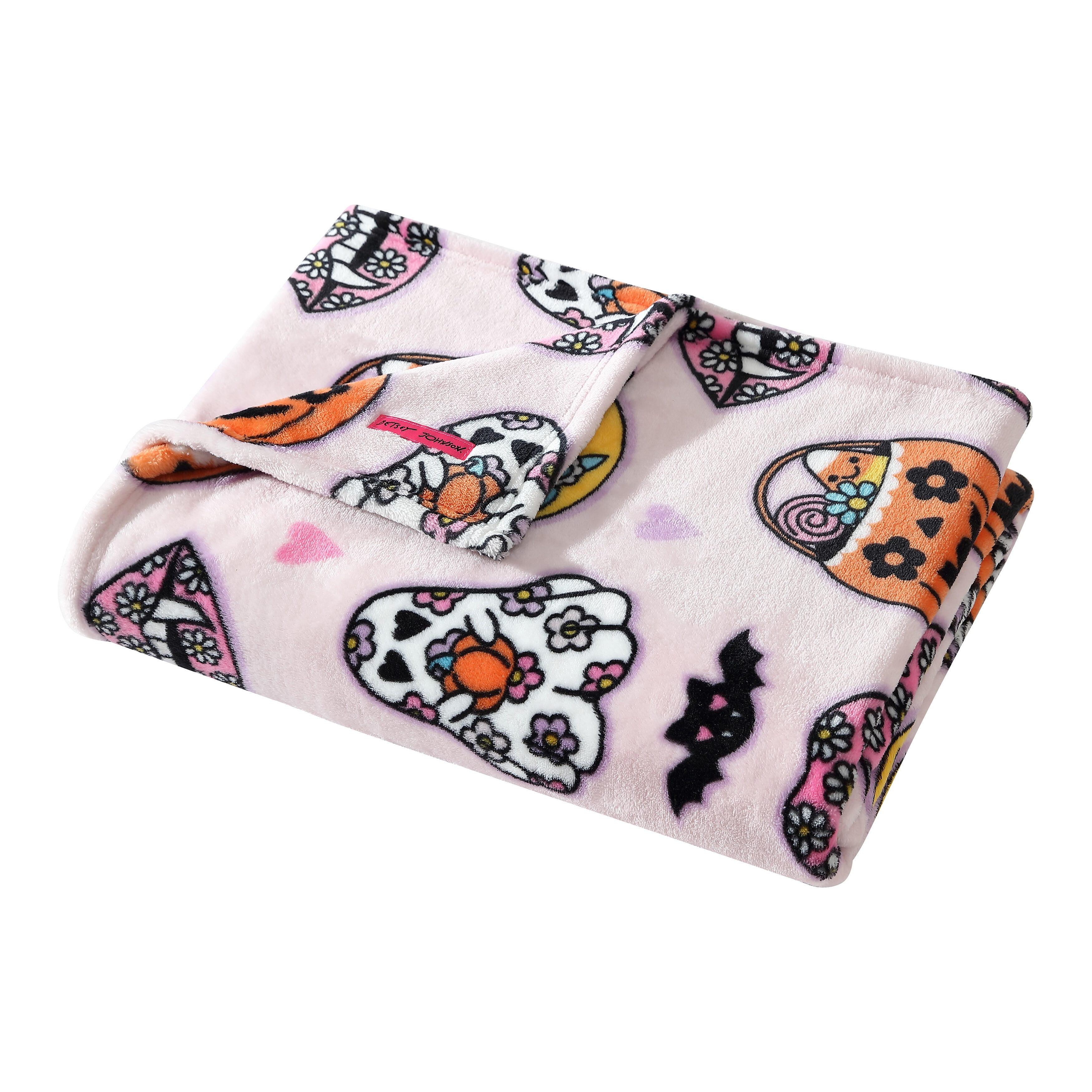 Betsey Johnson Retro Halloween - Pink 50" X 70" Throw Blanket