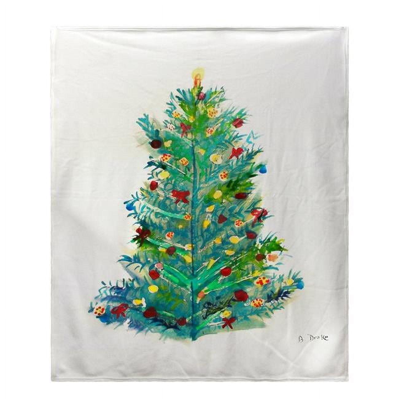 Twin White Christmas Tree Fleece Throw Blanket