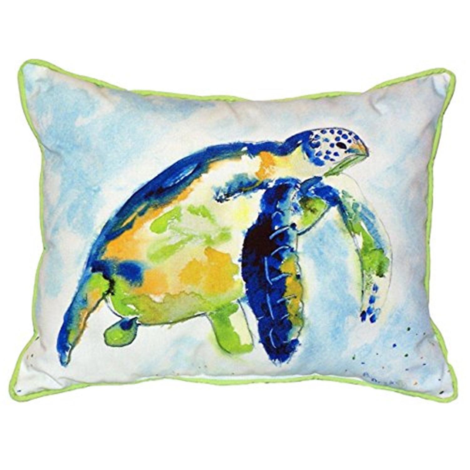 Betsy Drake Interiors Sea Turtle Indoor/Outdoor Reversible Throw Pillow