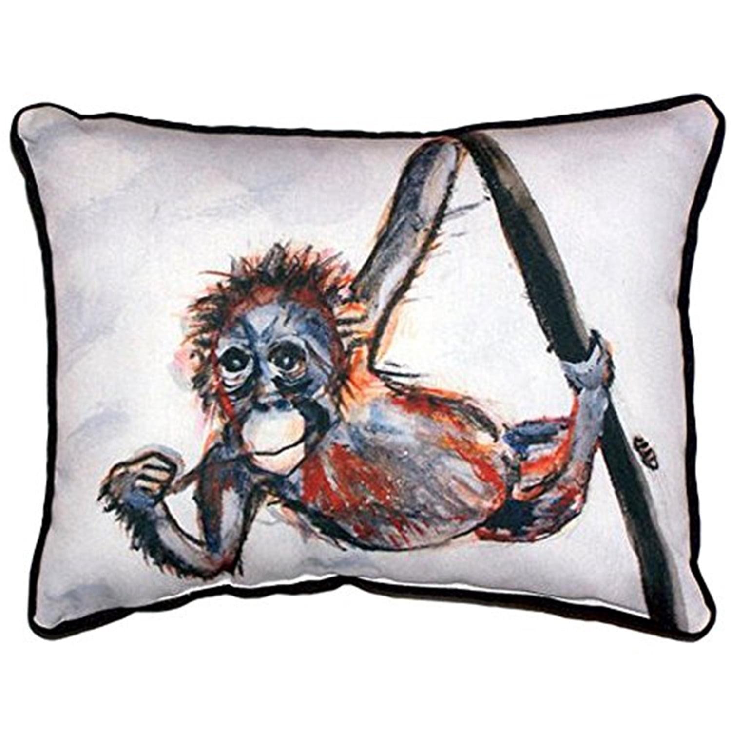 Betsy Drake Interiors Monkey Indoor/Outdoor Reversible Throw Pillow