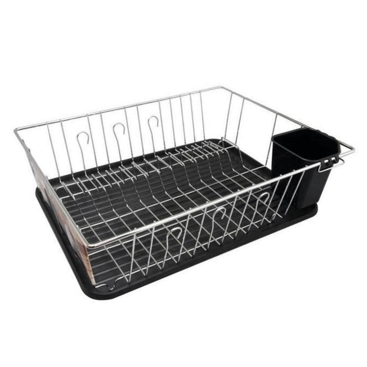 Better Chef 16 Inch Chrome Dish Rack with Black Tray