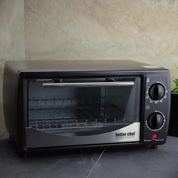 Better Chef 9 Liter Toaster Oven Broiler in Black With Stainless Stell Front