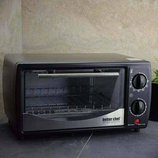 Better Chef 9 Liter Toaster Oven Broiler in Black With Stainless Stell Front