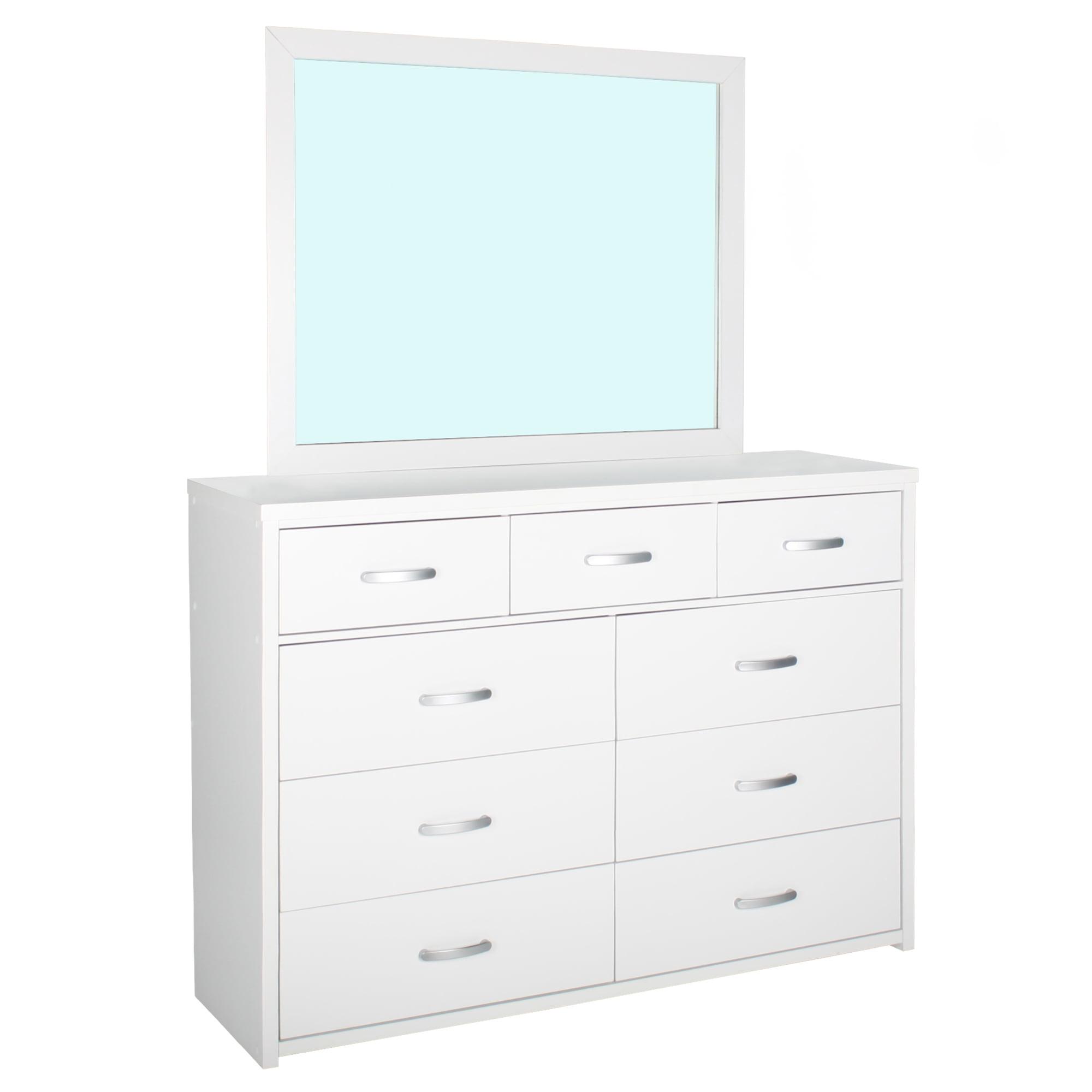 Majestic Super Jumbo 9-Drawer Freestanding Dresser with Mirror in White