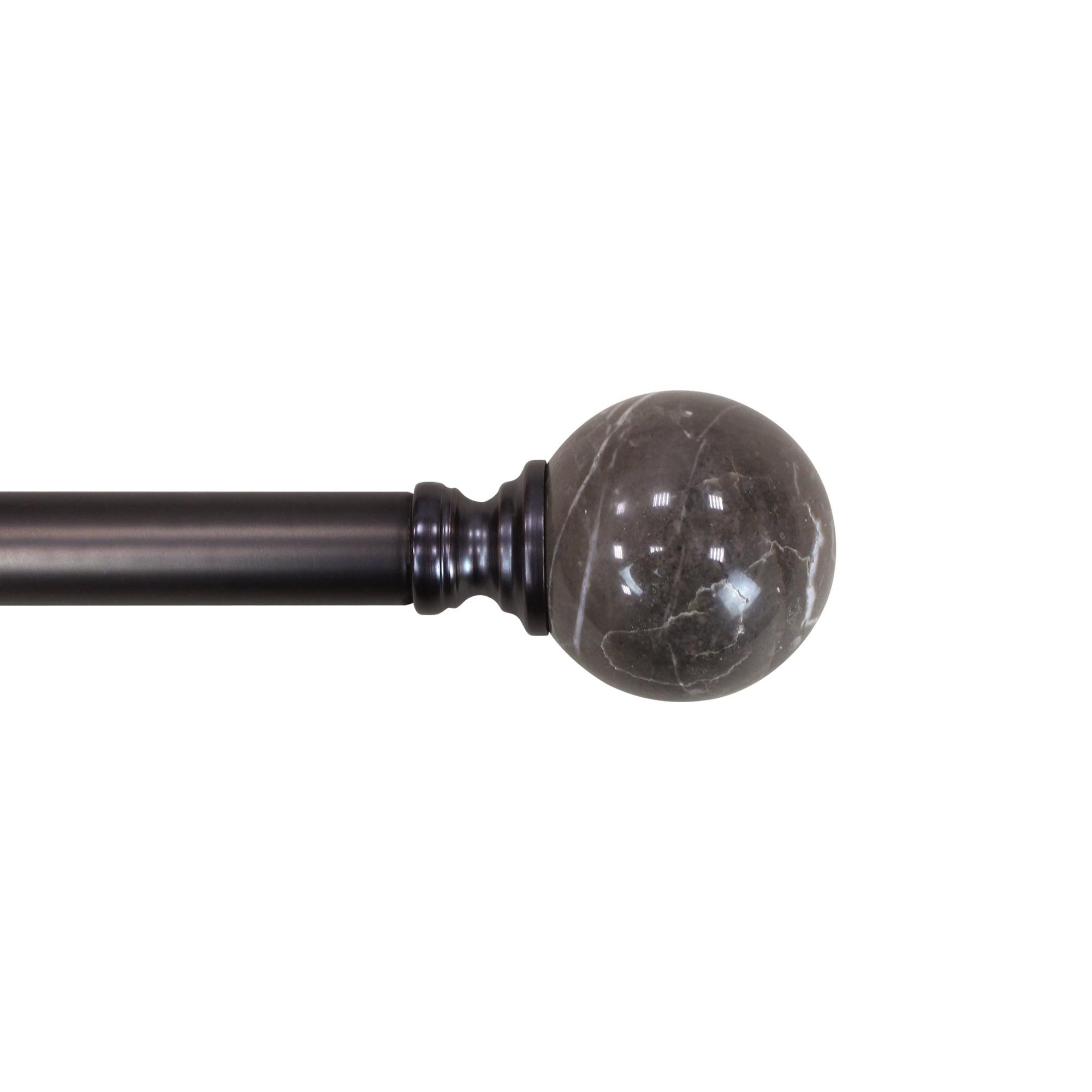 Oil-Rubbed Bronze and Marble Adjustable Curtain Rod 42-120"