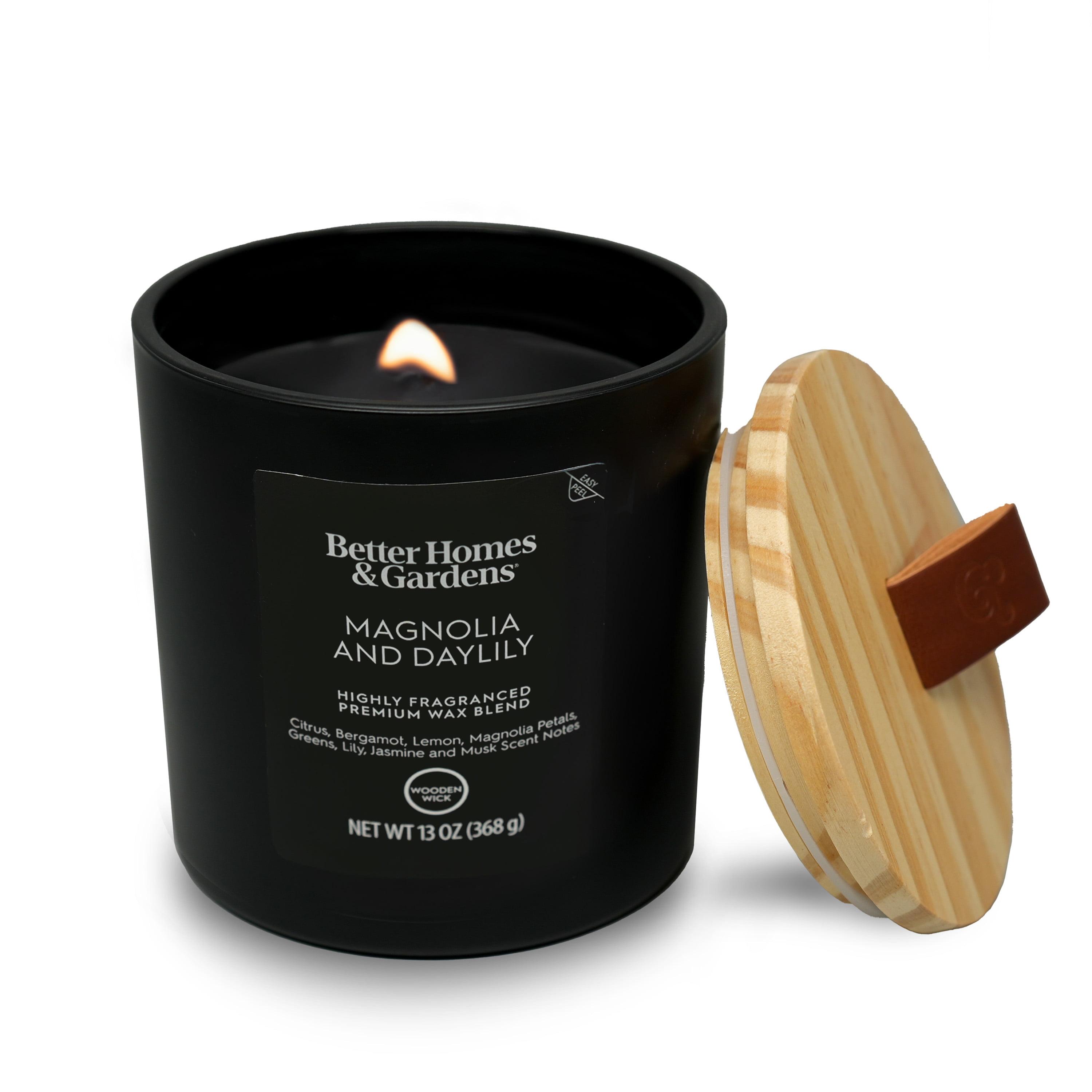 Better Homes & Gardens 13oz Magnolia and Daylily Scented Wooden Wick Jar Candle