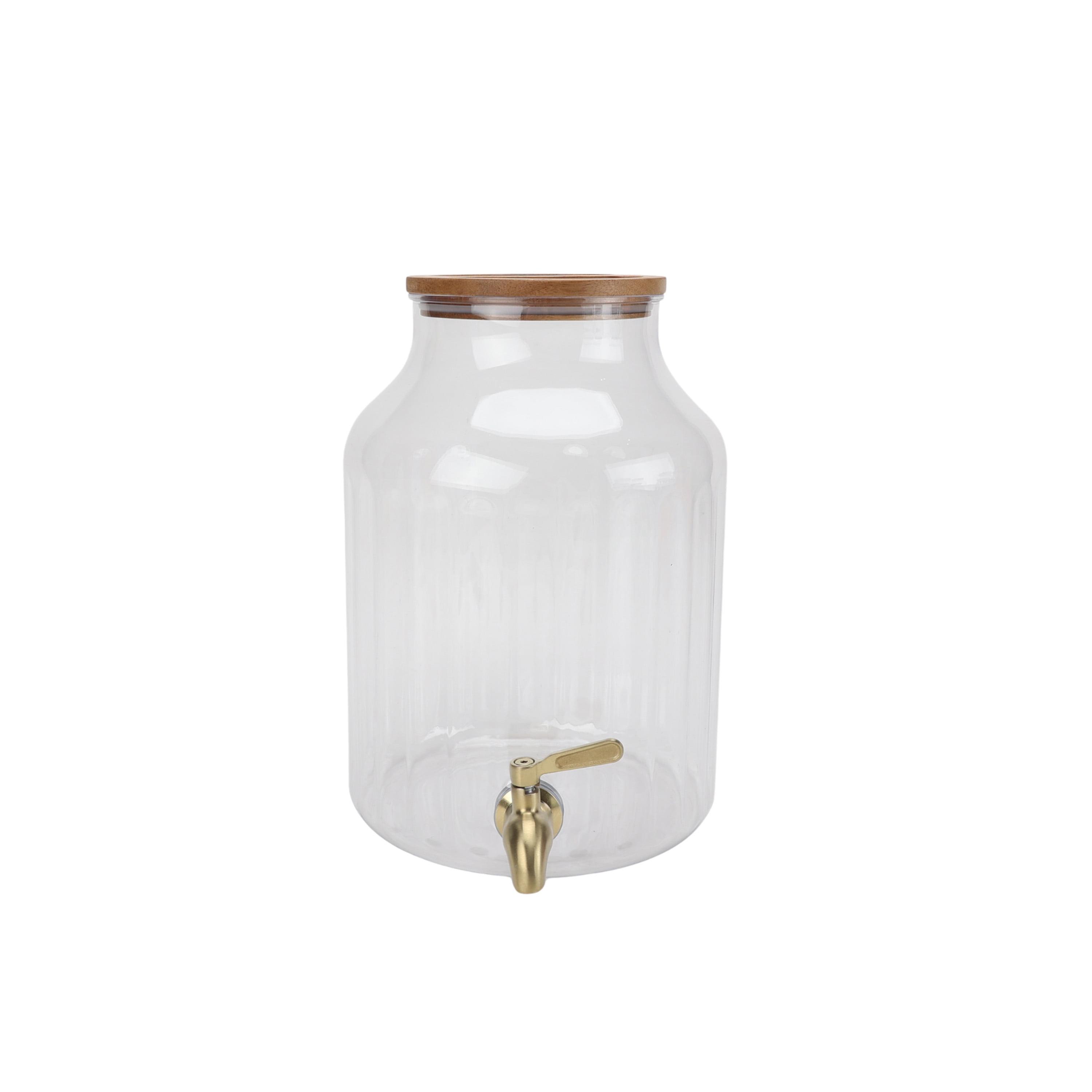 Better Homes & Gardens 2-Gallon Clear Tritan Plastic Beverage Dispenser with Acacia Wood Lid and Stainless Steel Spigot