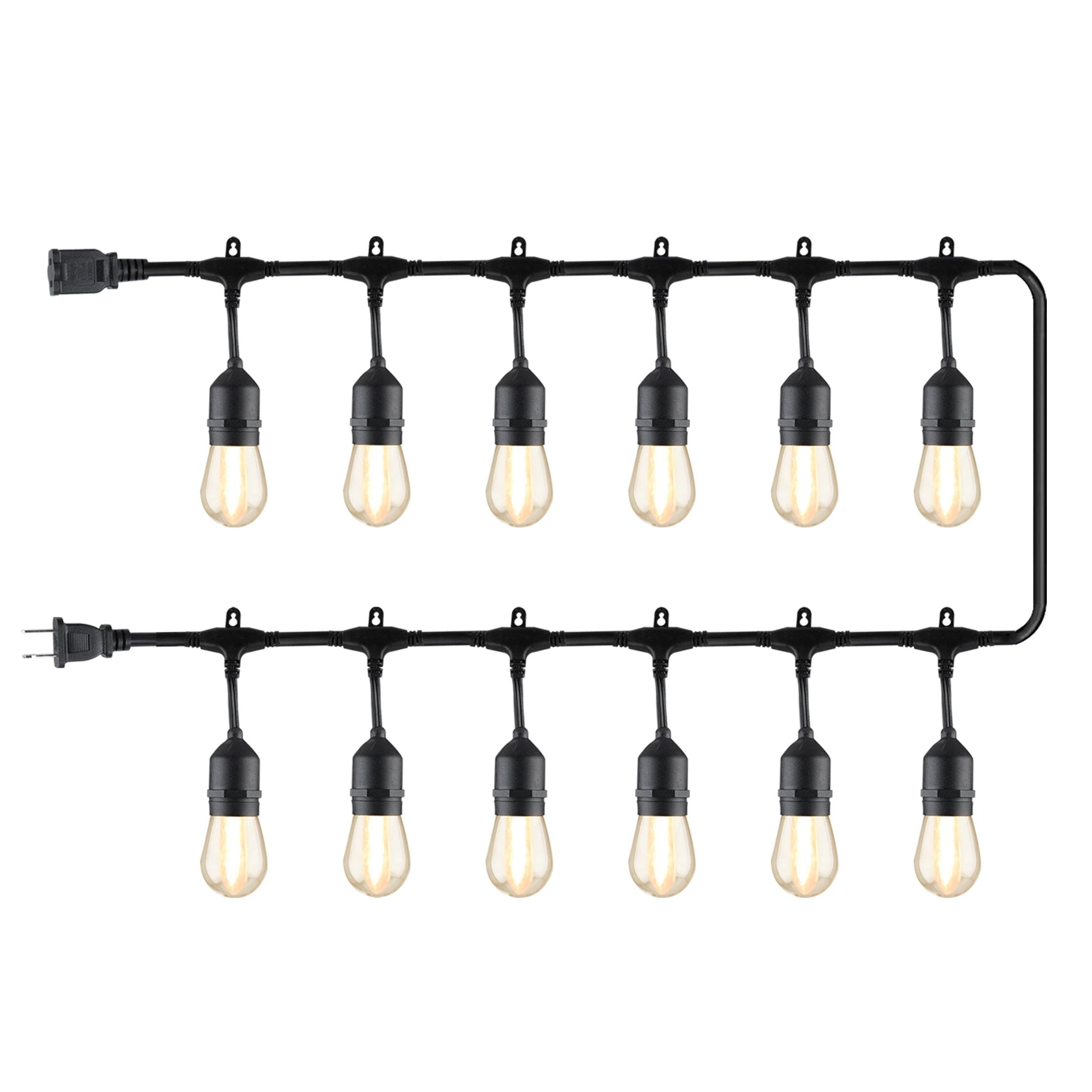 Better Homes & Gardens 24-Foot Outdoor Commercial String Lights, 12 Shatterproof LED Bulbs, Indoor/Outdoor Use