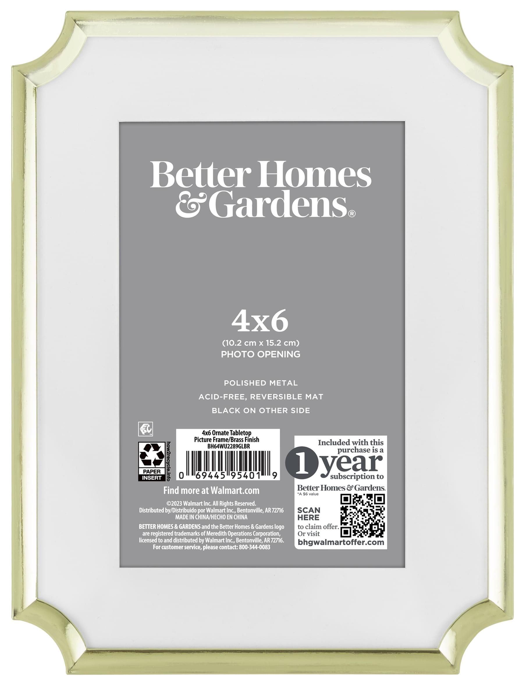 Better Homes & Gardens 6x8 Matted to 4x6 Ornate Tabletop Picture Frame, Gold