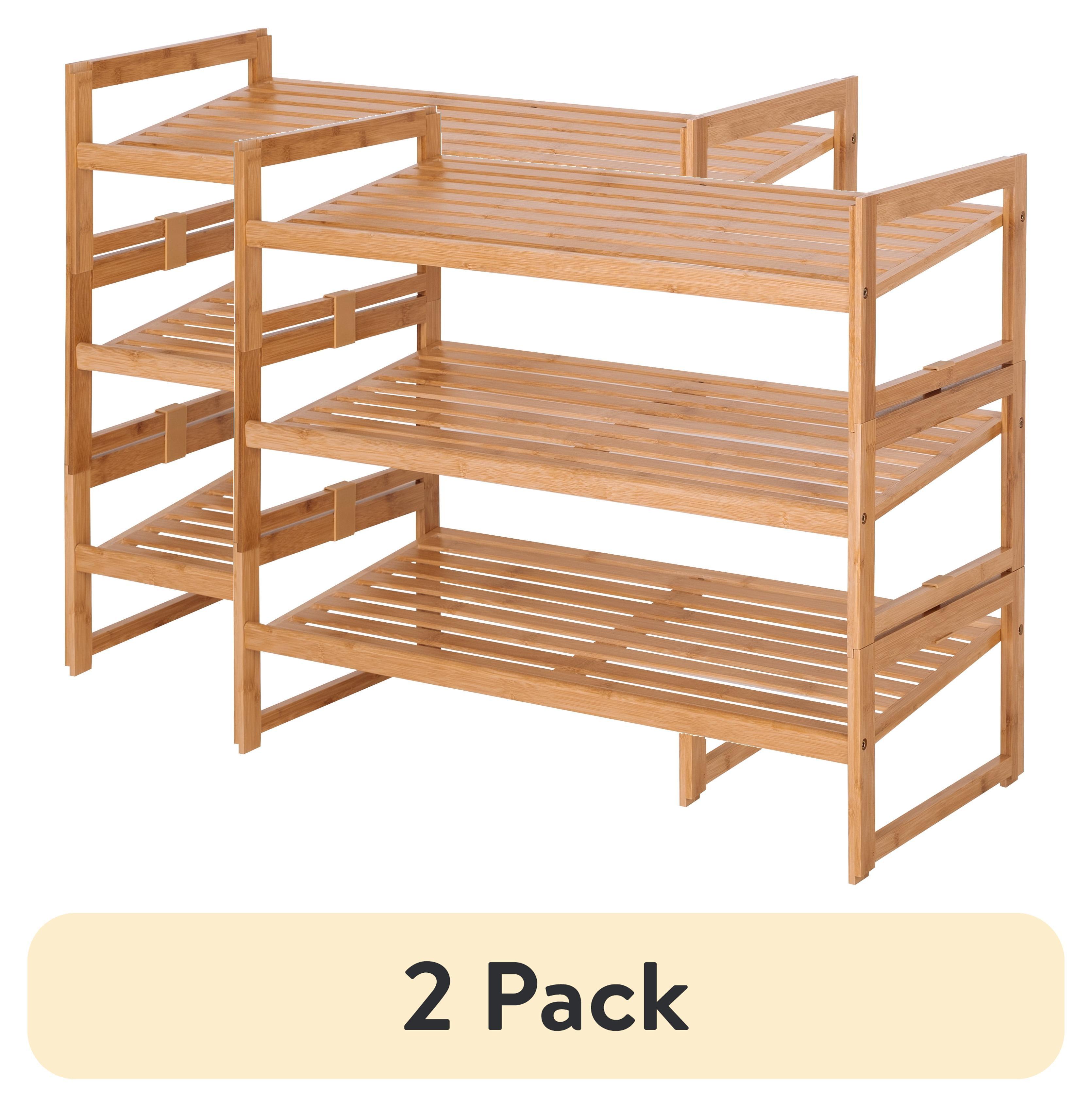 Better Homes & Gardens Bamboo 3 Tier Shoe Rack for 9 Pairs Shoe, 28.66 in Wx 13.18 in Dx 23.8 in H