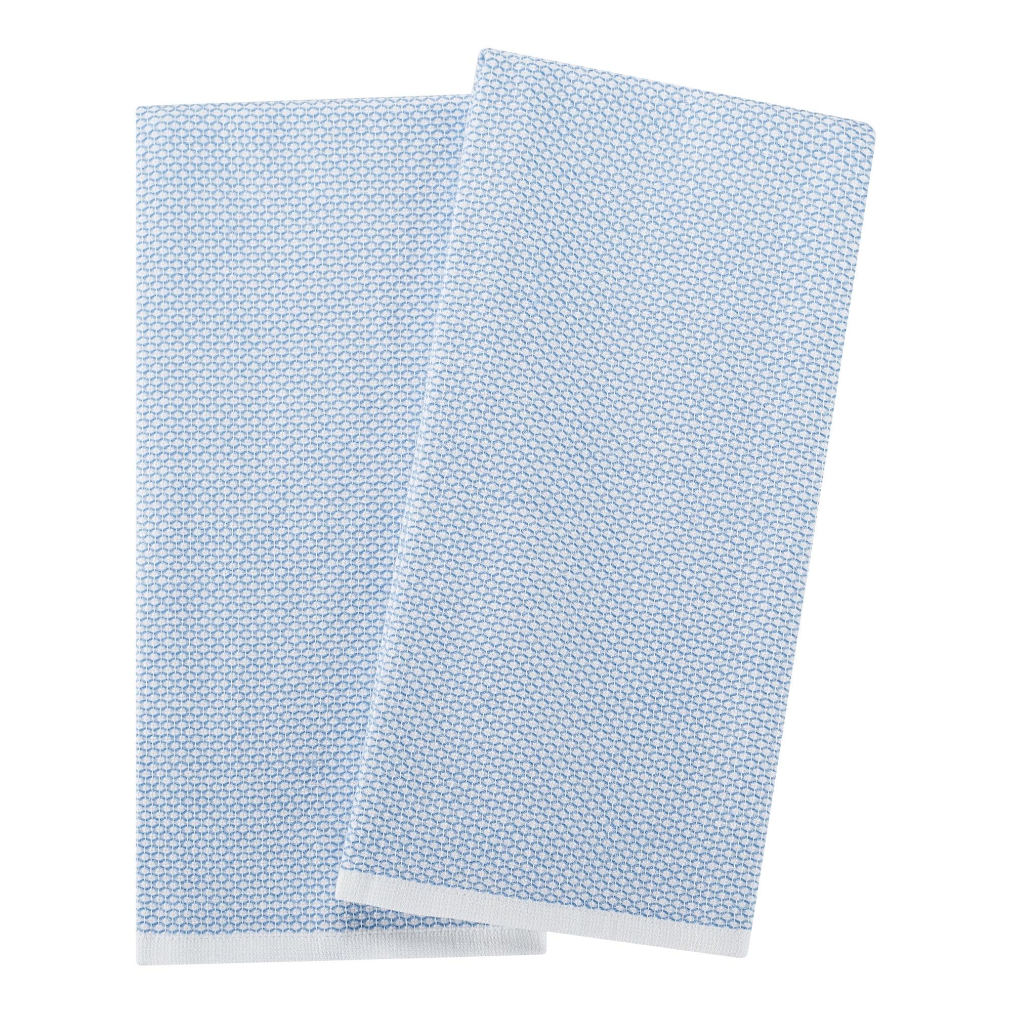 Blue Linen Cotton and Polyester Oversized Kitchen Towels Set