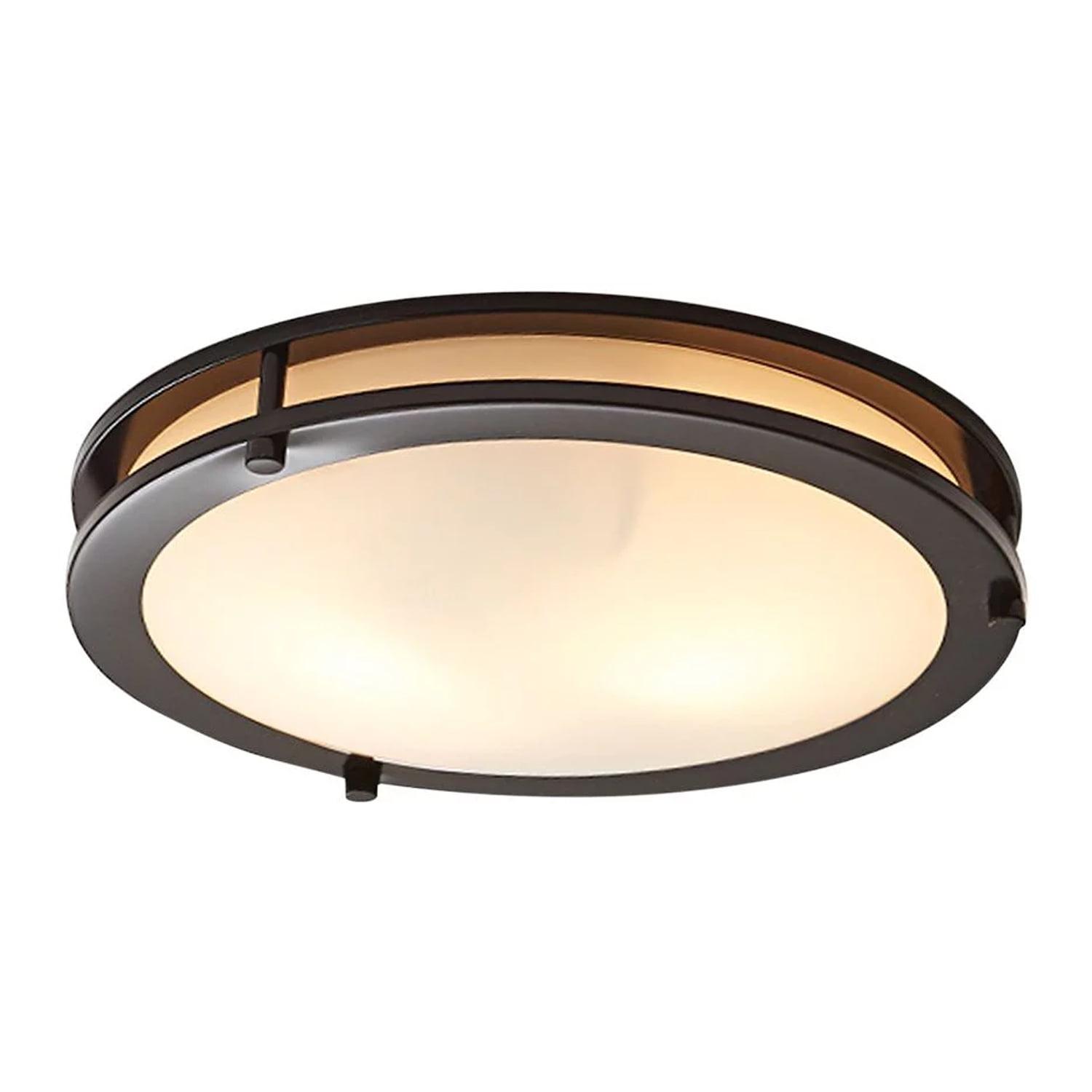 Classic 12" Bronze Flush Mount Ceiling Light with Frosted Glass