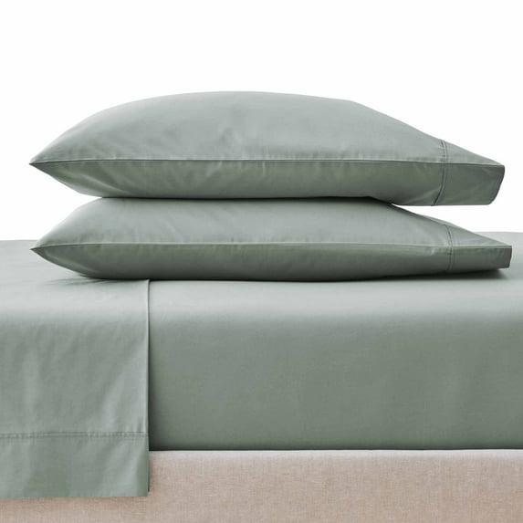 Better Homes & Gardens Cool & Crisp 4-Piece 300 Thread Count Green River Cotton Percale Sheet Set, Full