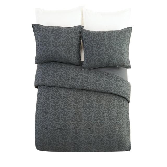 Better Homes & Gardens Damask Cotton Quilt, King, Gray
