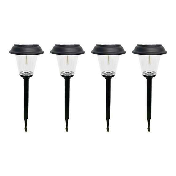 Better Homes & Gardens Elijah Solar Powered Black Landscape Filament LED Pathway Light, 20 Lumens (4 Count)