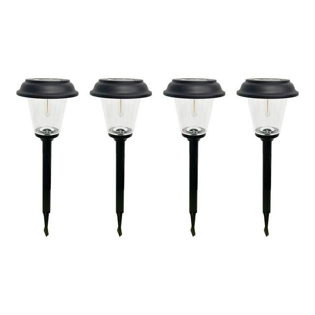 Better Homes & Gardens Elijah Solar Powered Black Landscape Filament LED Pathway Light, 20 Lumens (4 Count)