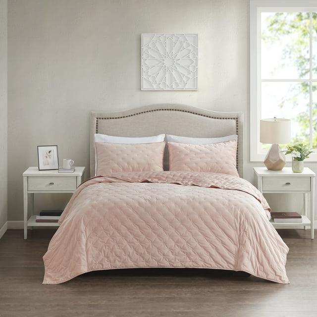 Better Homes & Gardens Blush Embroidered Velvet Quilt, King