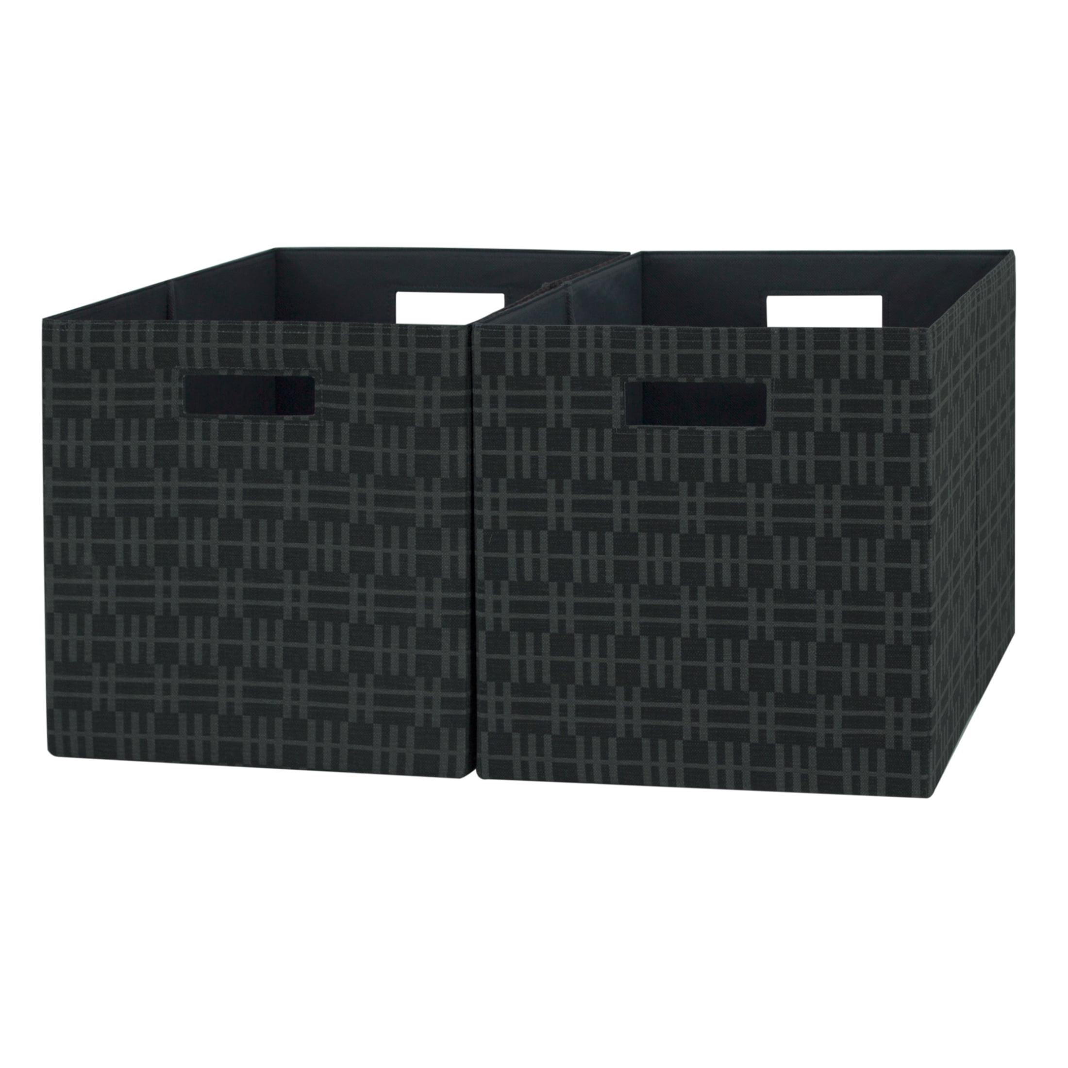 Better Homes & Gardens Fabric Cube Storage Bins (12.75" x 12.75"), 2 Pack, Gray Stripe Geo