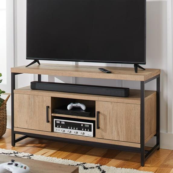 Better Homes & Gardens Jace Industrial Media TV Stand for TVs up to 55", Natural Oak