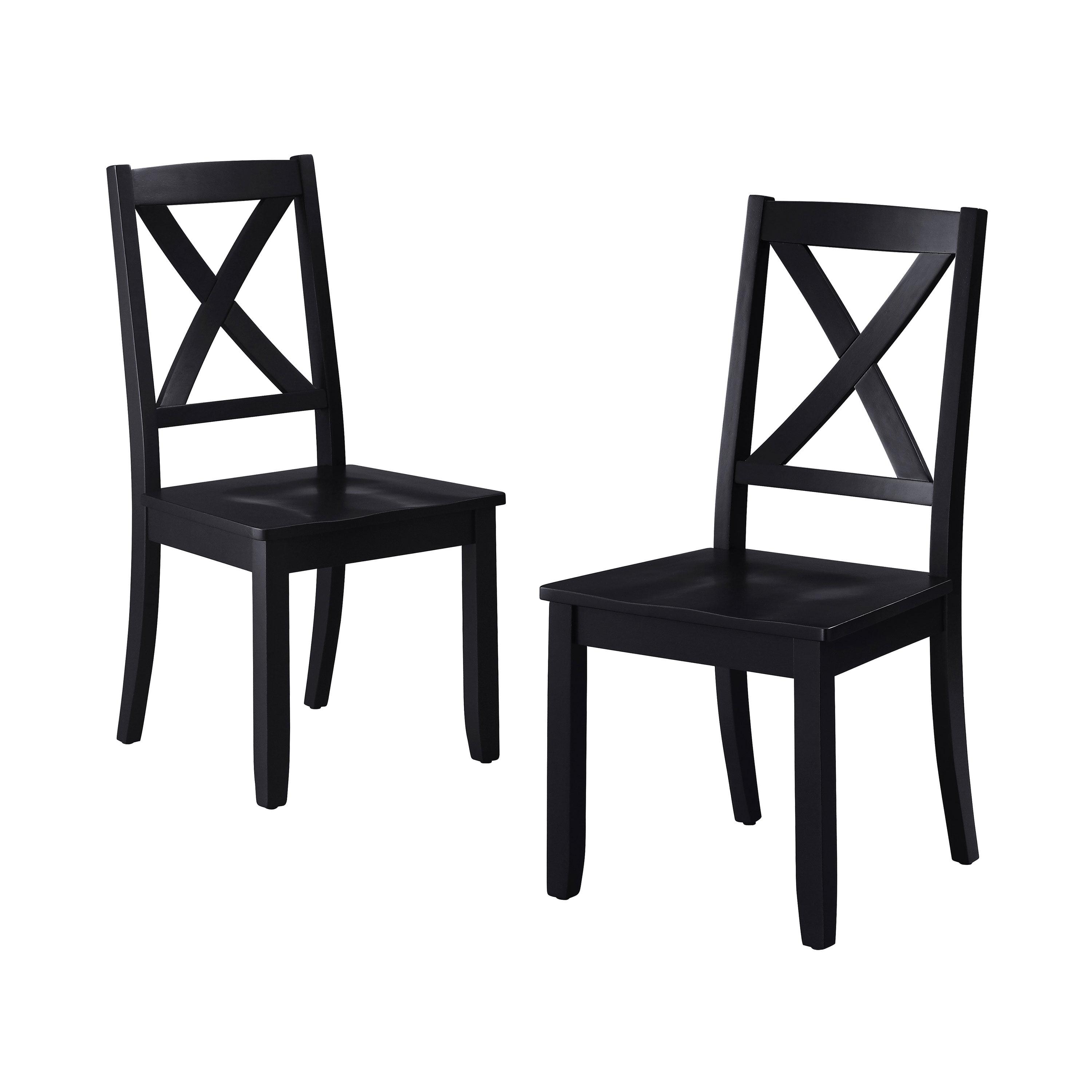 Black Wood Cross Back Dining Side Chair Set