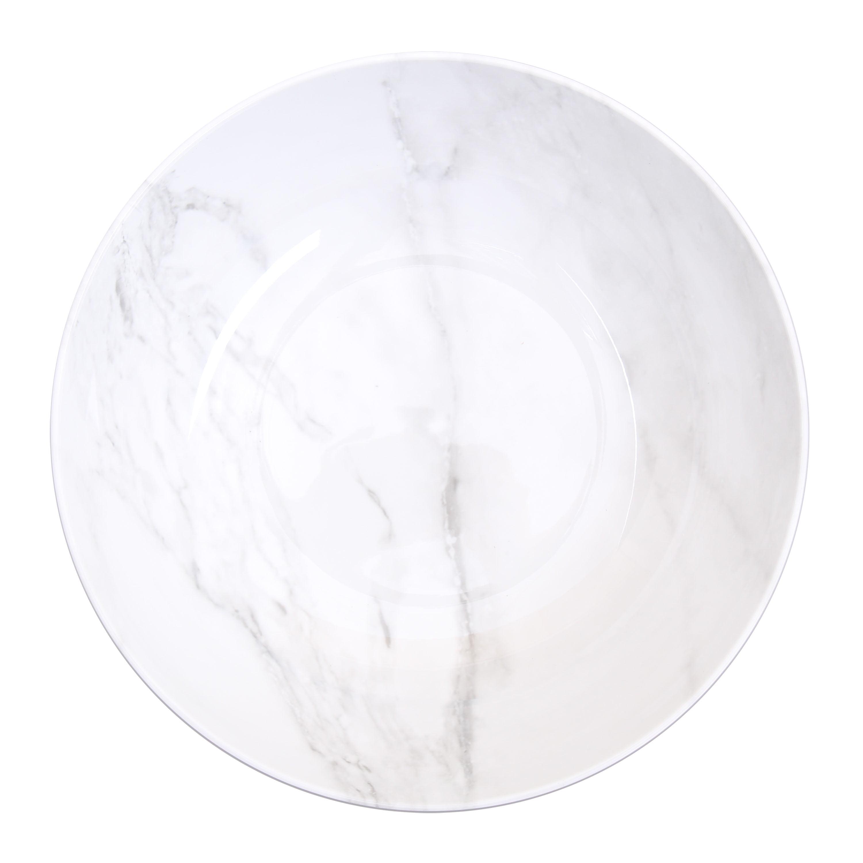 White Marble Print Melamine Serving Bowl