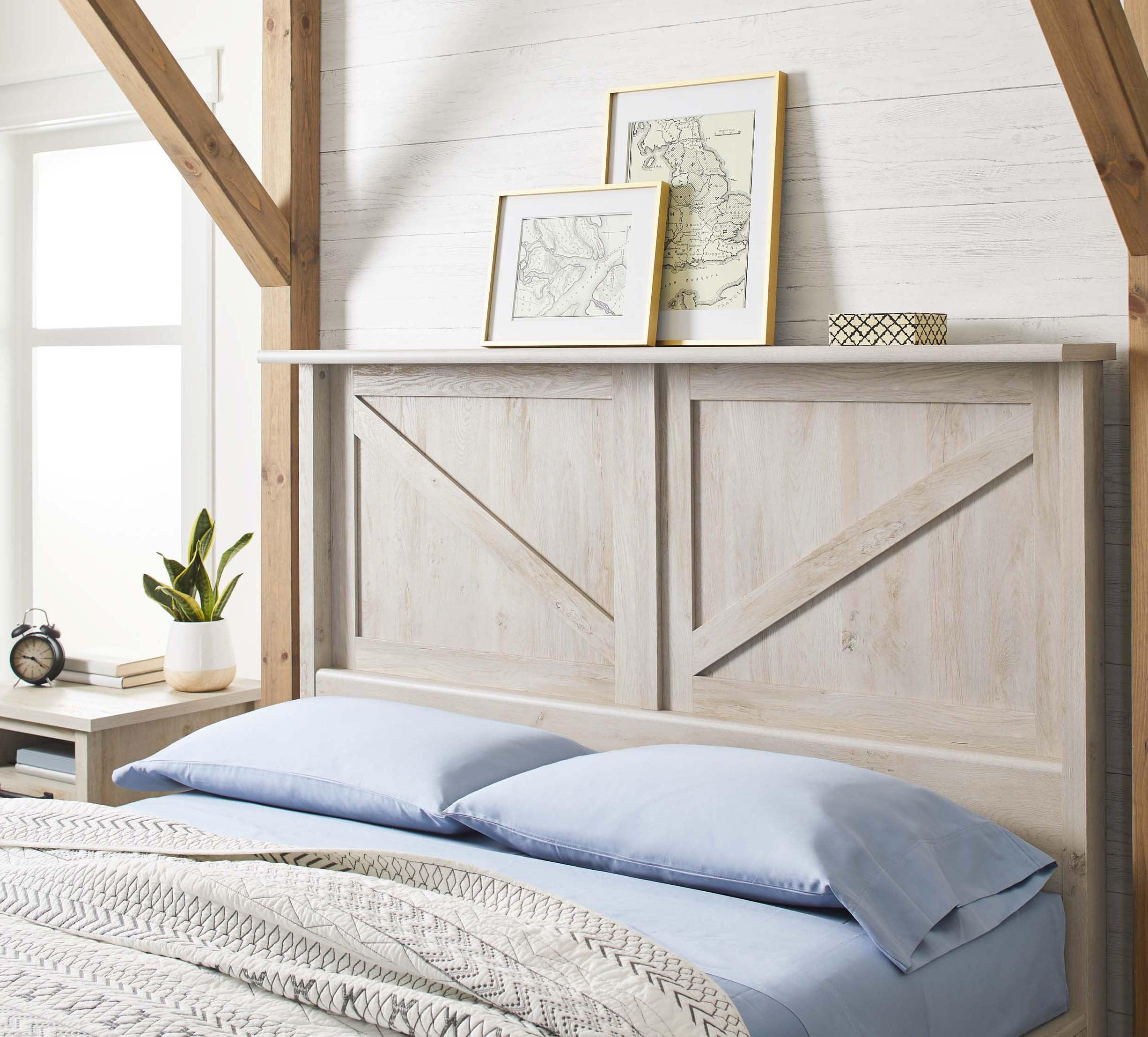 Rustic White Queen Panel Wood Headboard