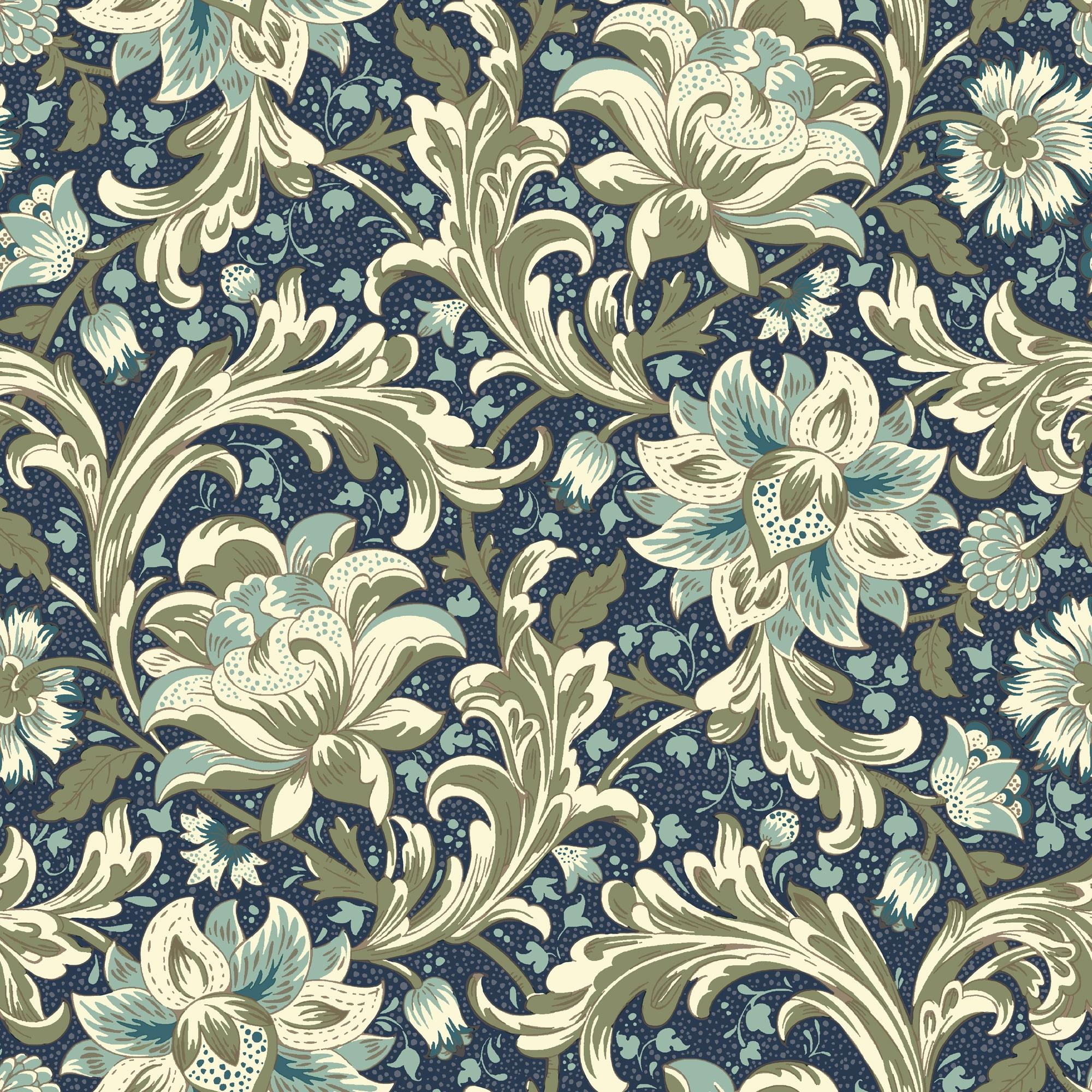 Better Homes & Gardens Navy Isolda Jacobean Peel and Stick Wallpaper, 20.5" x 18'
