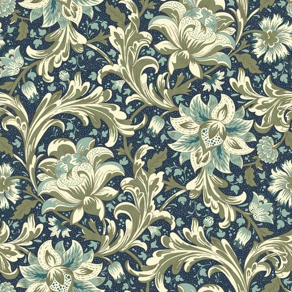 Better Homes & Gardens Navy Isolda Jacobean Peel and Stick Wallpaper, 20.5" x 18'