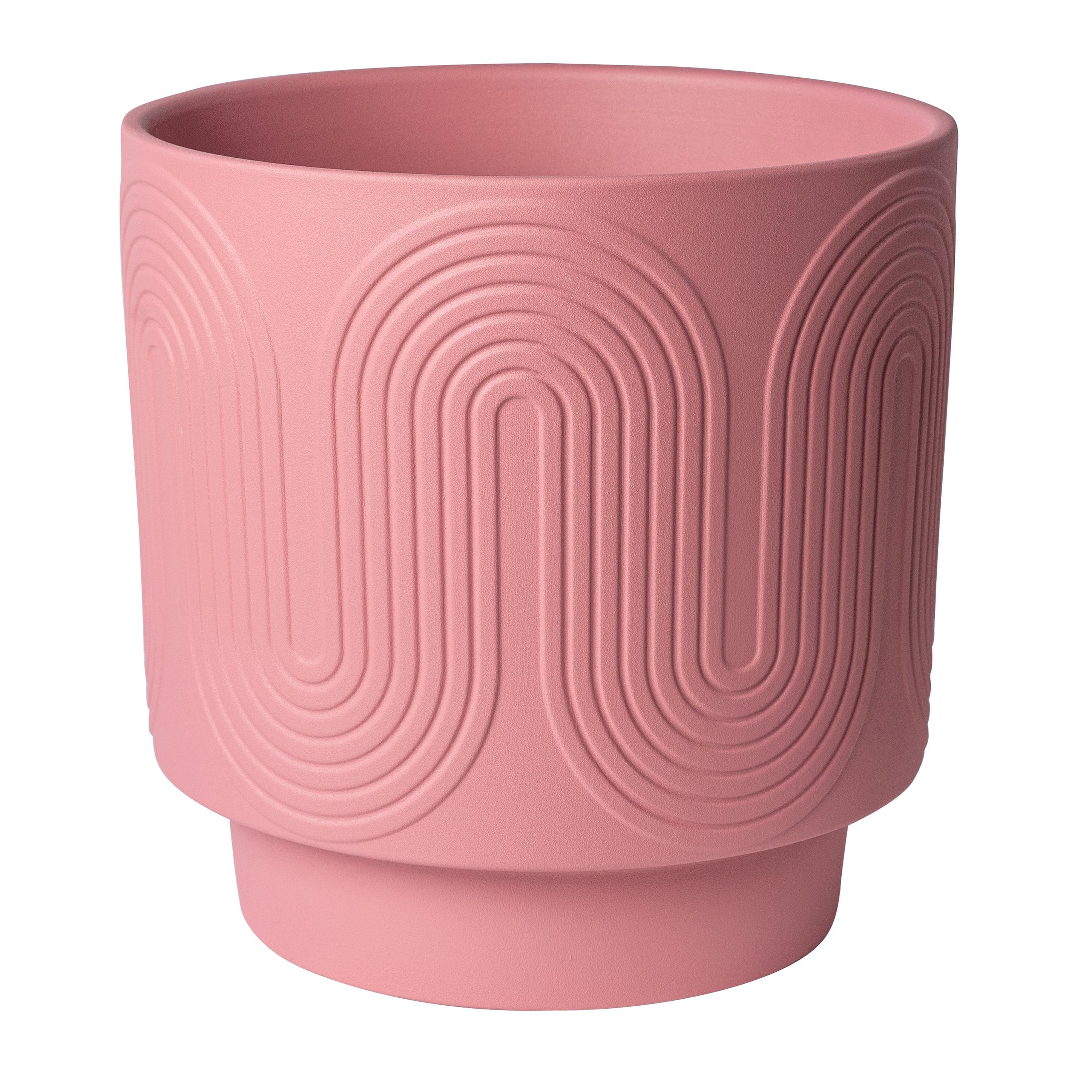Better Homes & Gardens Pottery 10" Amy Wave Ceramic Planter, Pink