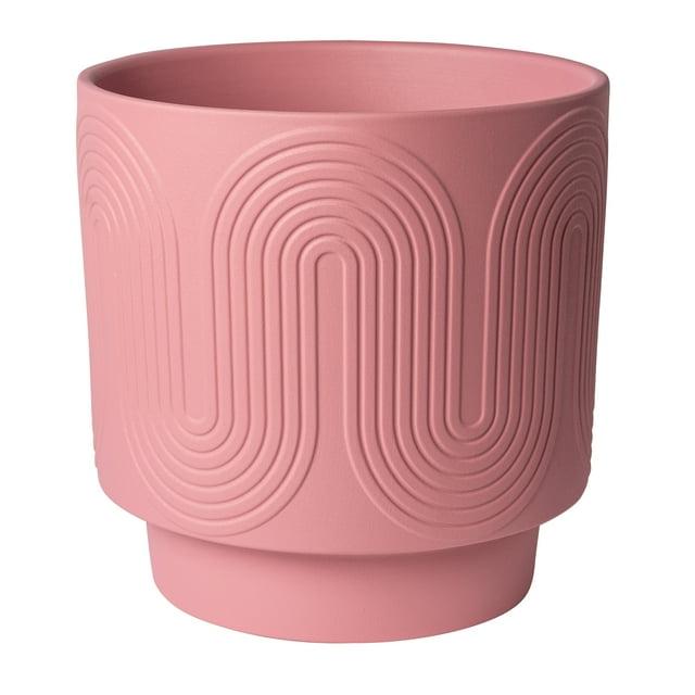 Better Homes & Gardens Pottery 10" Amy Wave Ceramic Planter, Pink