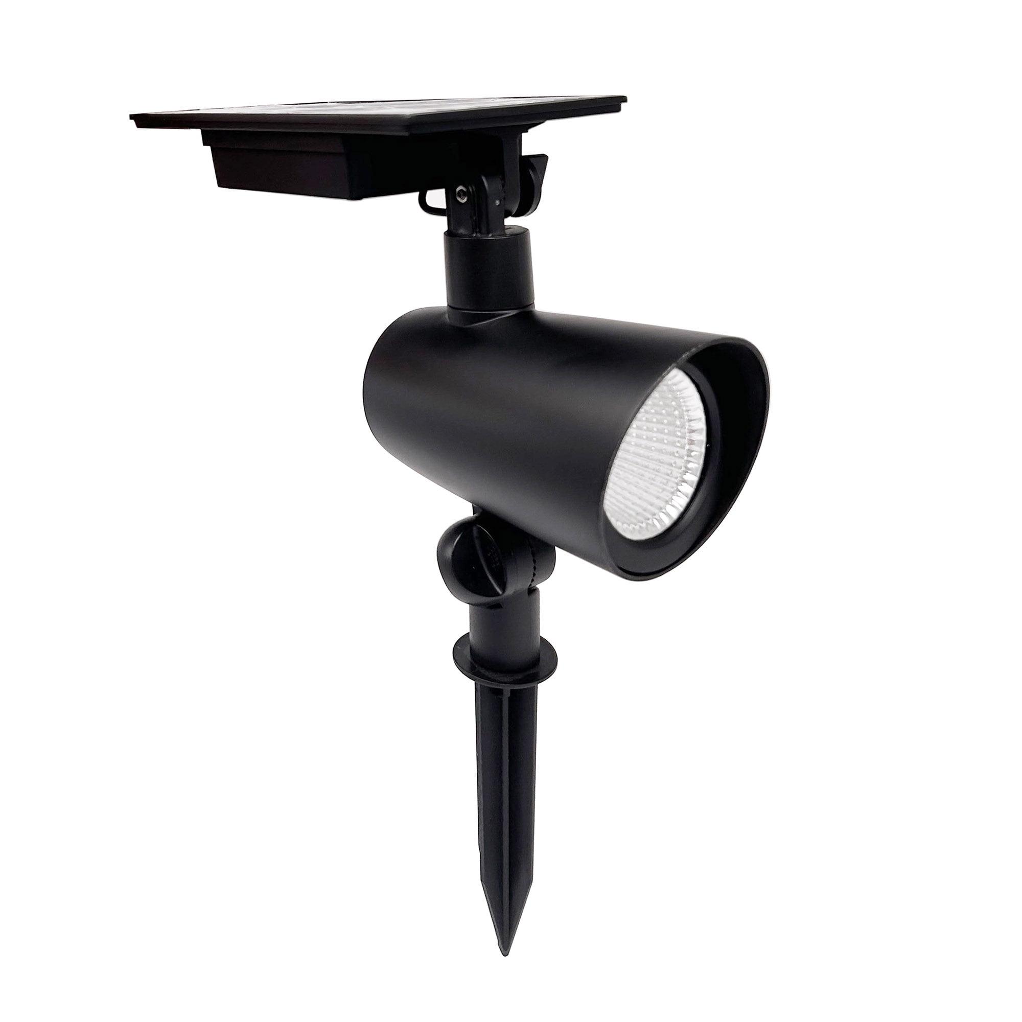 Better Homes & Gardens Taylor Solar Black Cast Metal Color Lock LED Landscape Spotlight, 150 Lumens