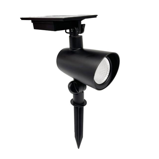 Better Homes & Gardens Taylor Solar Black Cast Metal Color Lock LED Landscape Spotlight, 150 Lumens