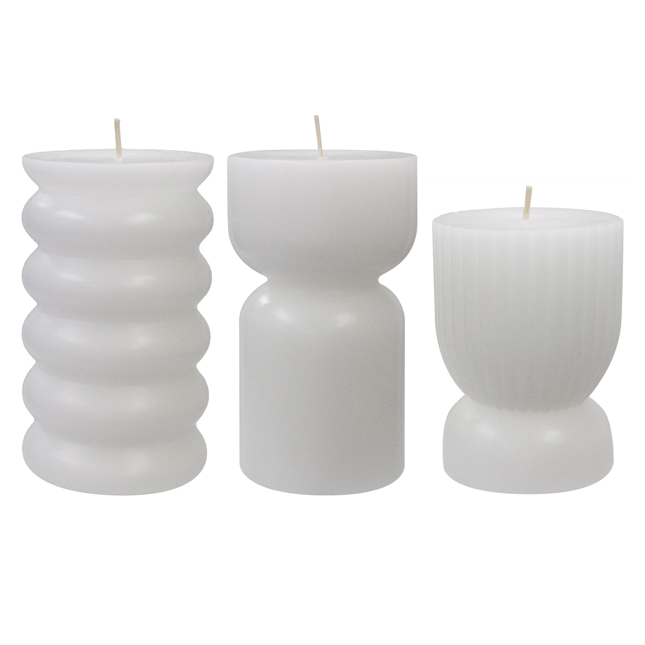 Better Homes & Gardens Unscented Pillar Candles, 3-Pack, 3x5 Inches, 3x4 Inches, White