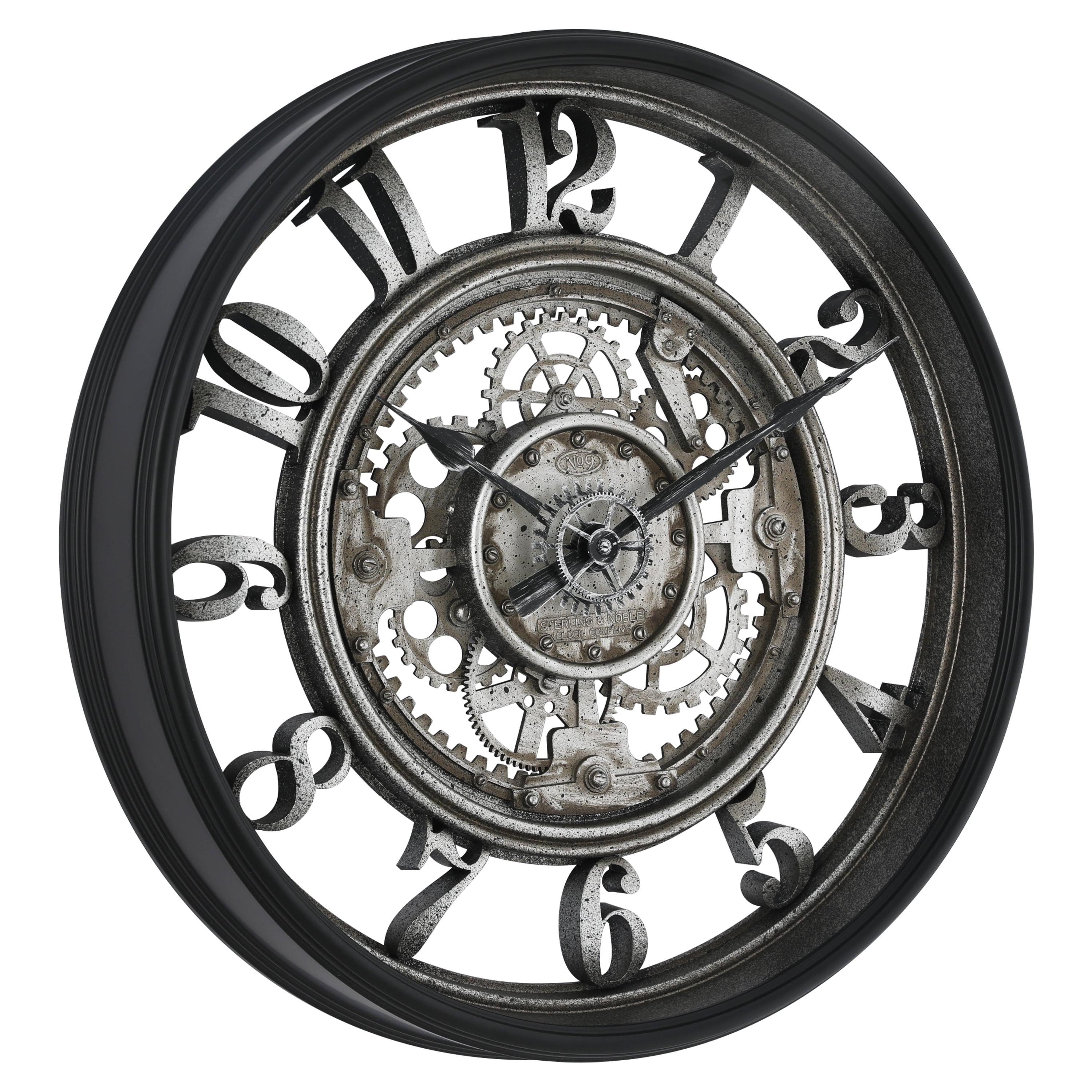 20'' Black and Silver Industrial Gear Wall Clock