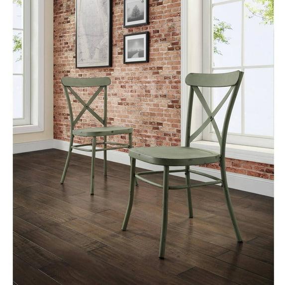 Better Homes Silla de Comedor Desgastada Collin y Gardens, Juego de 2, Acabado Verde
