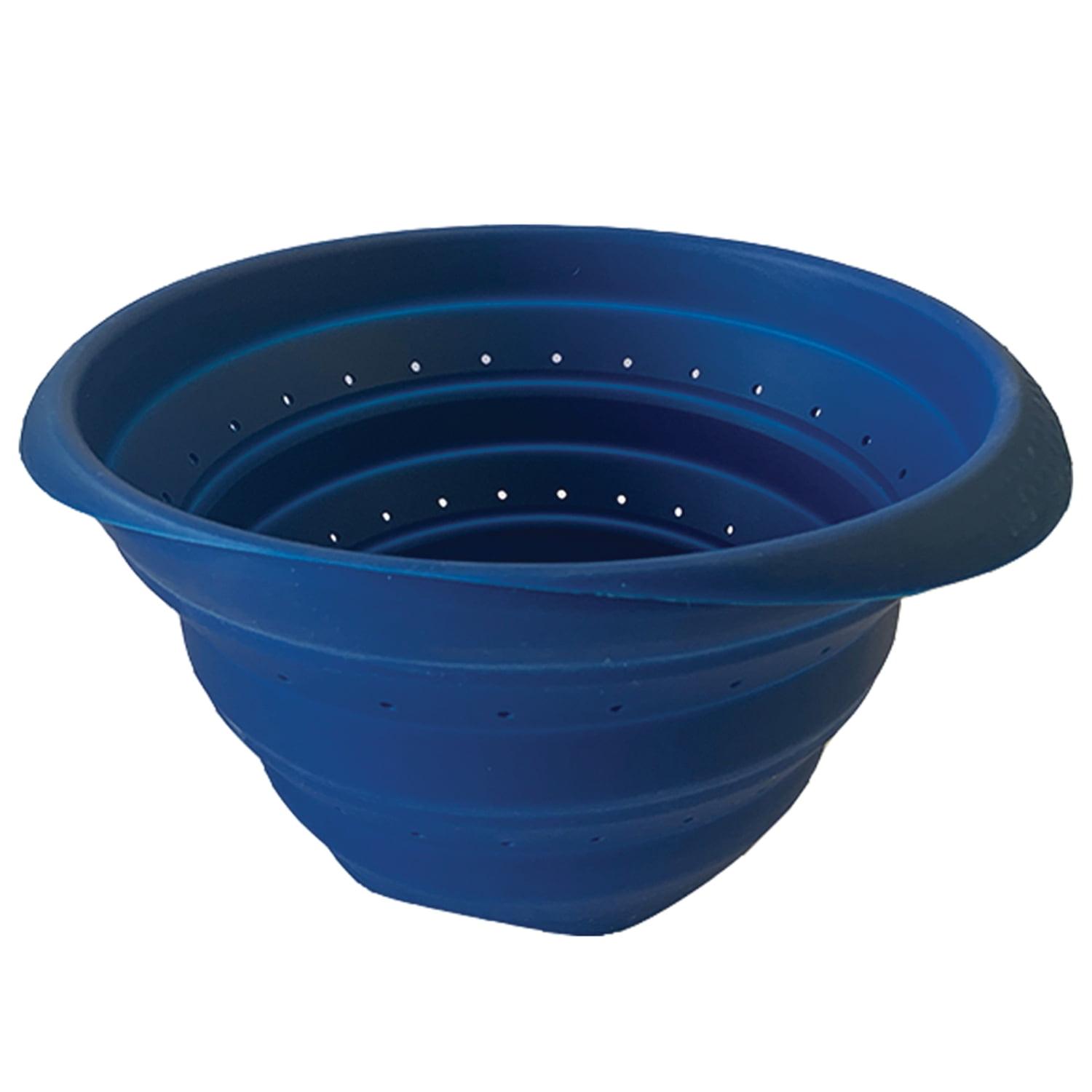 Blue 4-Quart Collapsible Silicone Colander