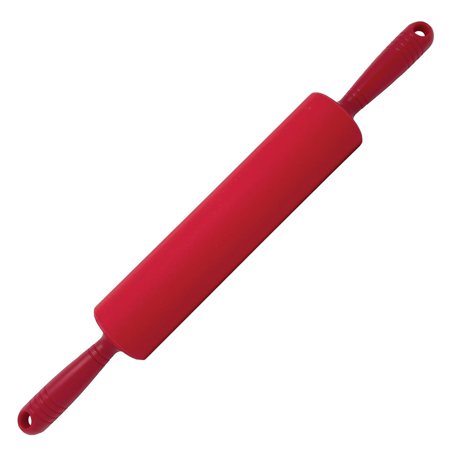 Red Silicone Non-Stick Rolling Pin with Handles