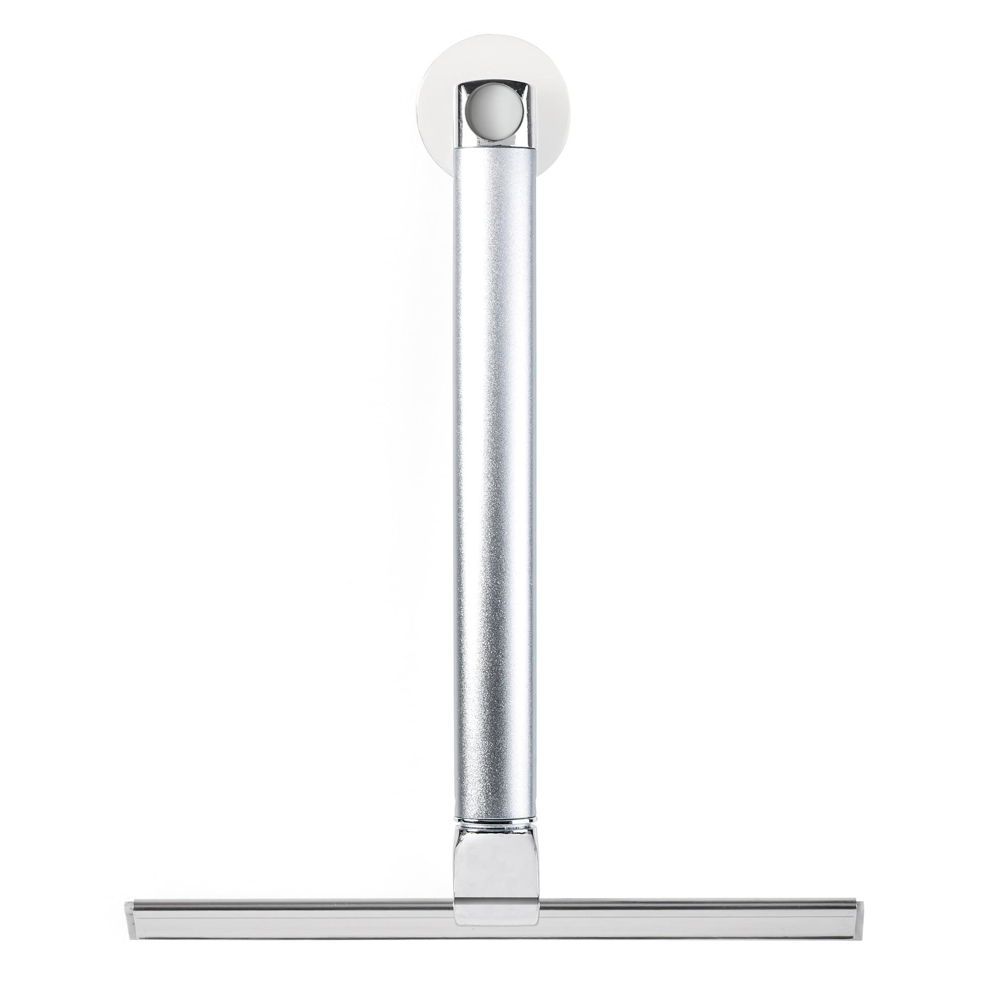 Silver Chrome Extendable Aluminum Shower Squeegee with Rubber Blade