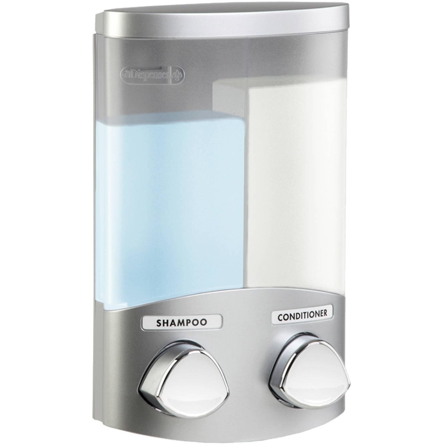 Satin Silver Dual Chamber Wall-Mounted Shower Dispenser