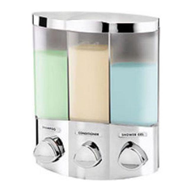 Trio Wall-Mounted Chrome and Clear Plastic Dispenser