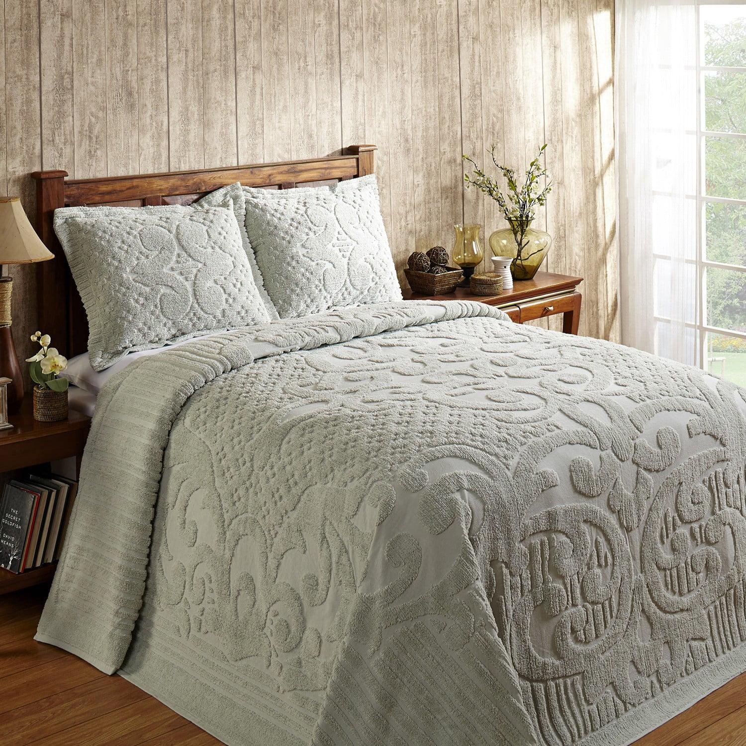 Better Trends Ashton Collection: Luxurious Medallion Design Bedspread - Super Soft, Lightweight, 100% Cotton, Tufted, Queen (102" X 110"), Sage