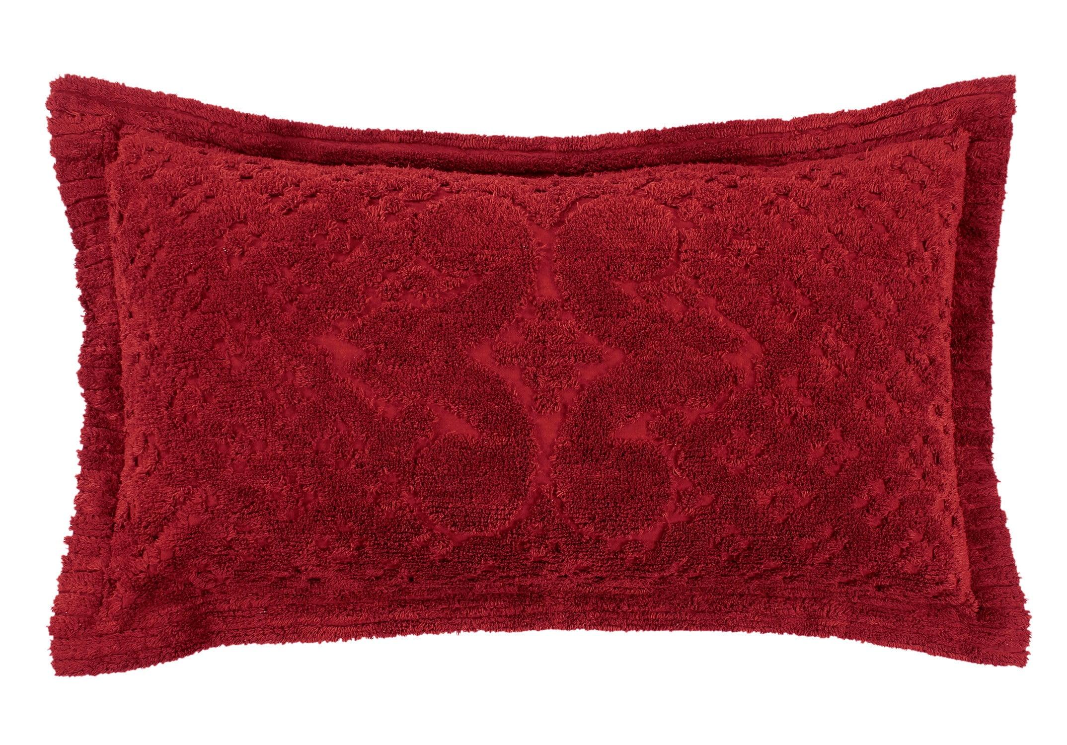 King Ashton Collection 100% Cotton Tufted Unique Luxurious Medallion Design Pillow Shams Burgundy - Better Trends