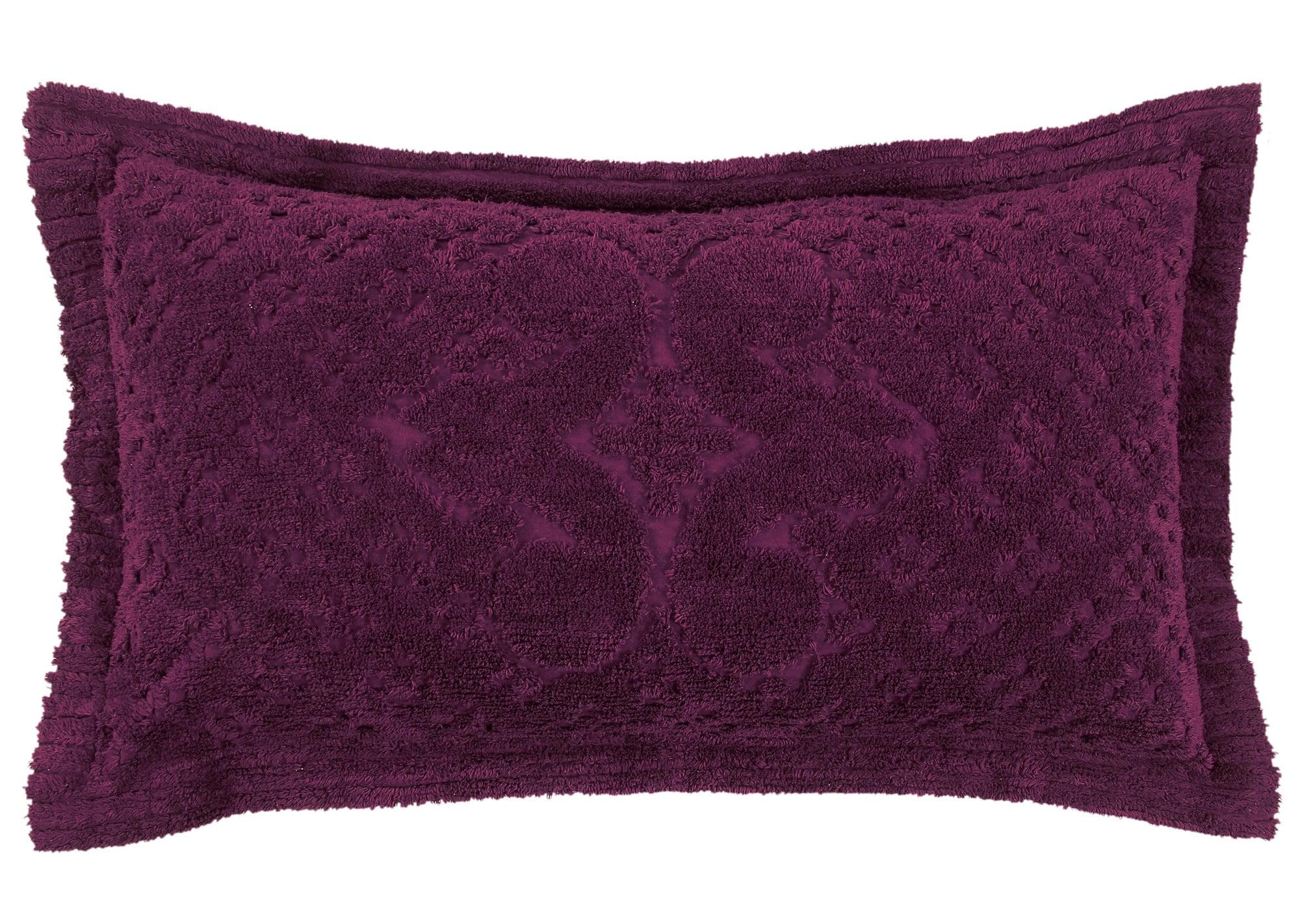 King Ashton Collection 100% Cotton Tufted Unique Luxurious Medallion Design Pillow Shams Plum - Better Trends