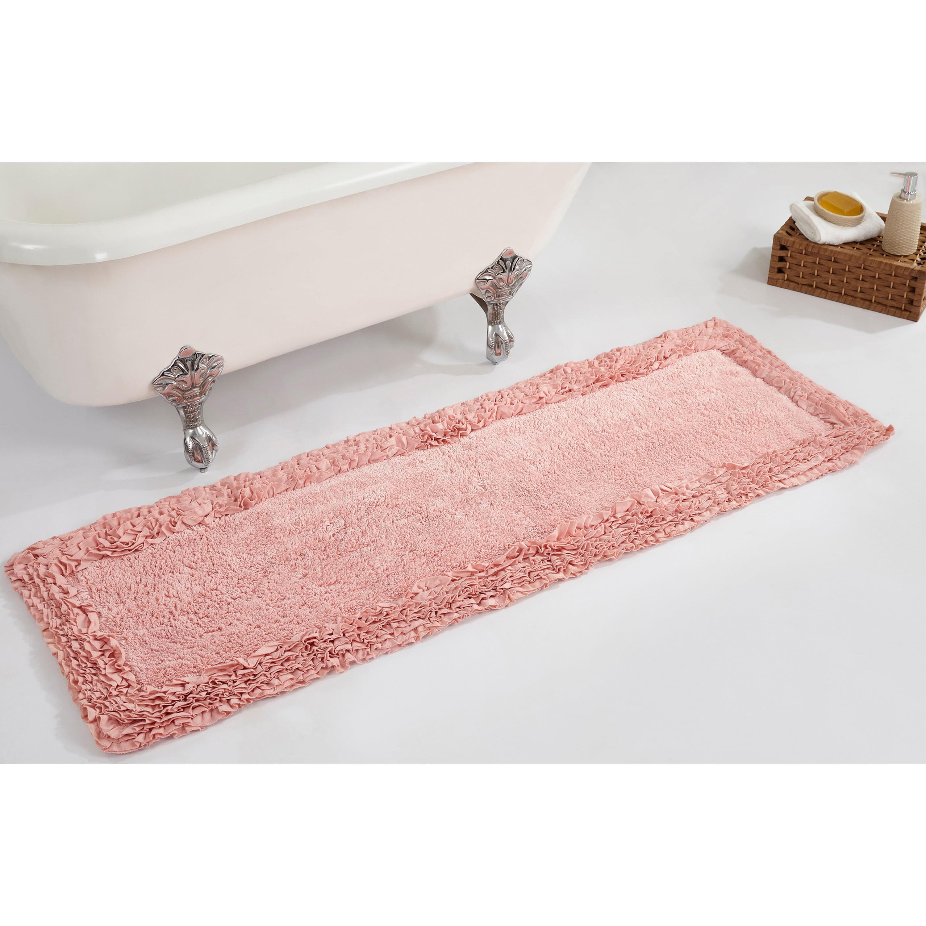 Better Trends Shaggy Boader 100% Cotton Tufted Non- Slip Backing Bath Rug 20" x 60" Runner - Pink