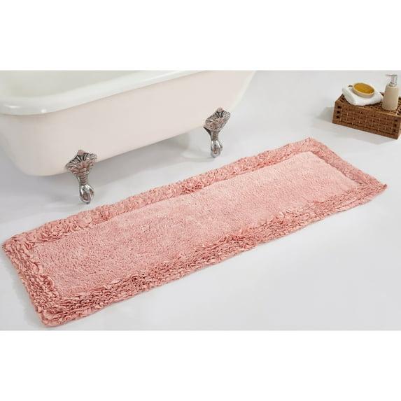 Better Trends Shaggy Boader 100% Cotton Tufted Non- Slip Backing Bath Rug 20" x 60" Runner - Pink