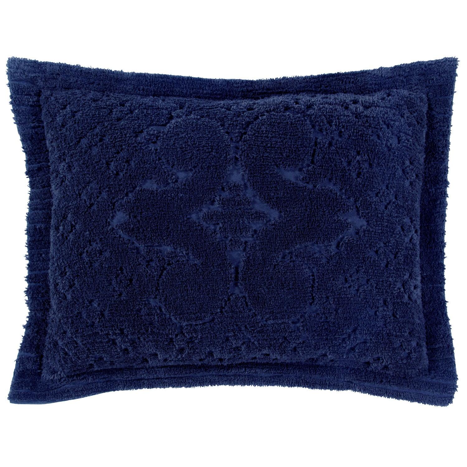 Standard Ashton Collection 100% Cotton Tufted Unique Luxurious Medallion Design Pillow Shams Navy - Better Trends
