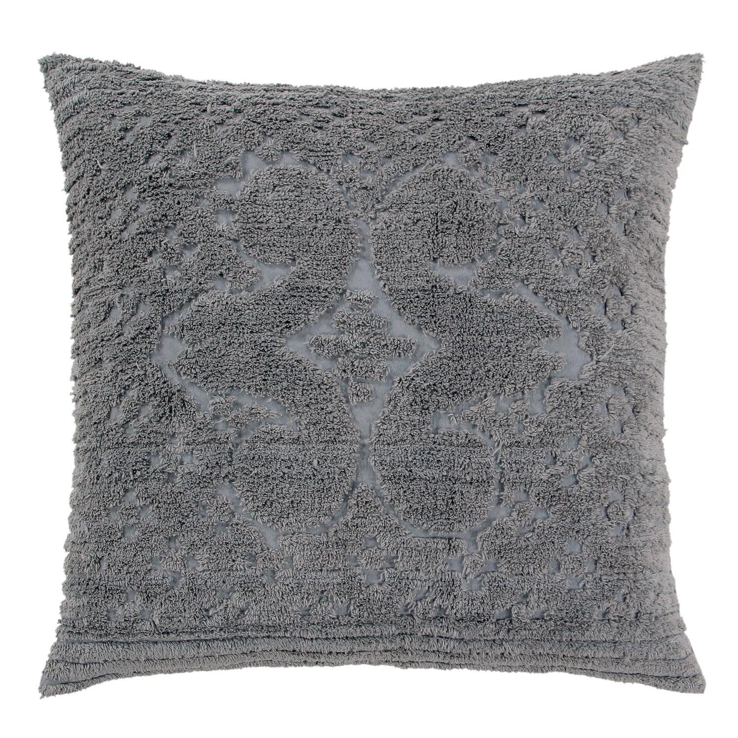 Better Trends Ashton – Luxurious 100% Cotton Tufted Euro Sham in Medallion Design, Super Soft & Lightweight, 26” x 26”, Gray
