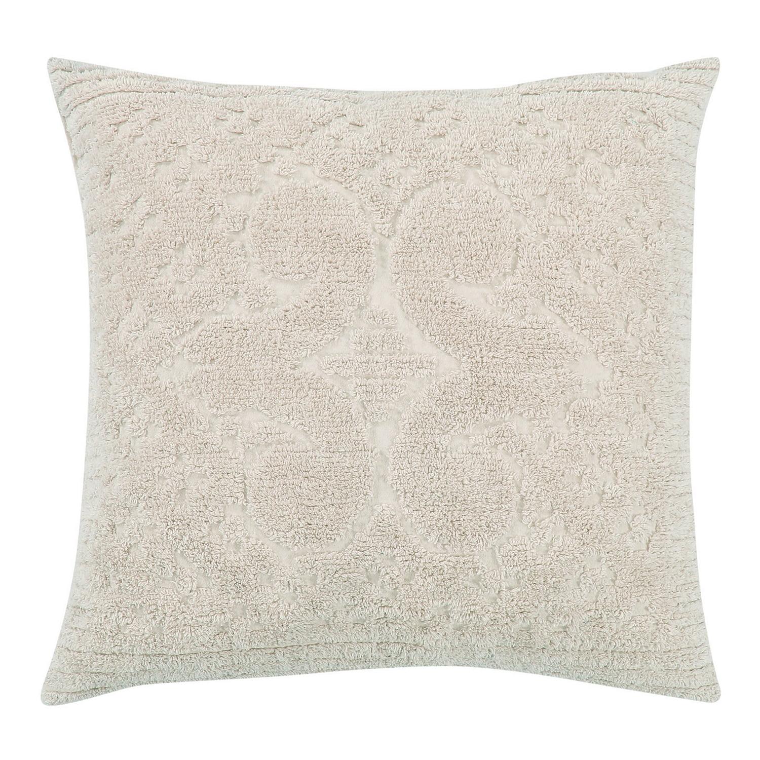 Better Trends Ashton – Luxurious 100% Cotton Tufted Euro Sham in Medallion Design, Super Soft & Lightweight, 26” x 26”, Ivory